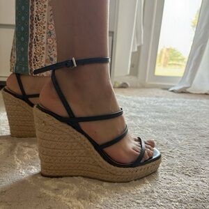 Steve Madden Black Espadrille Wedge Sandals